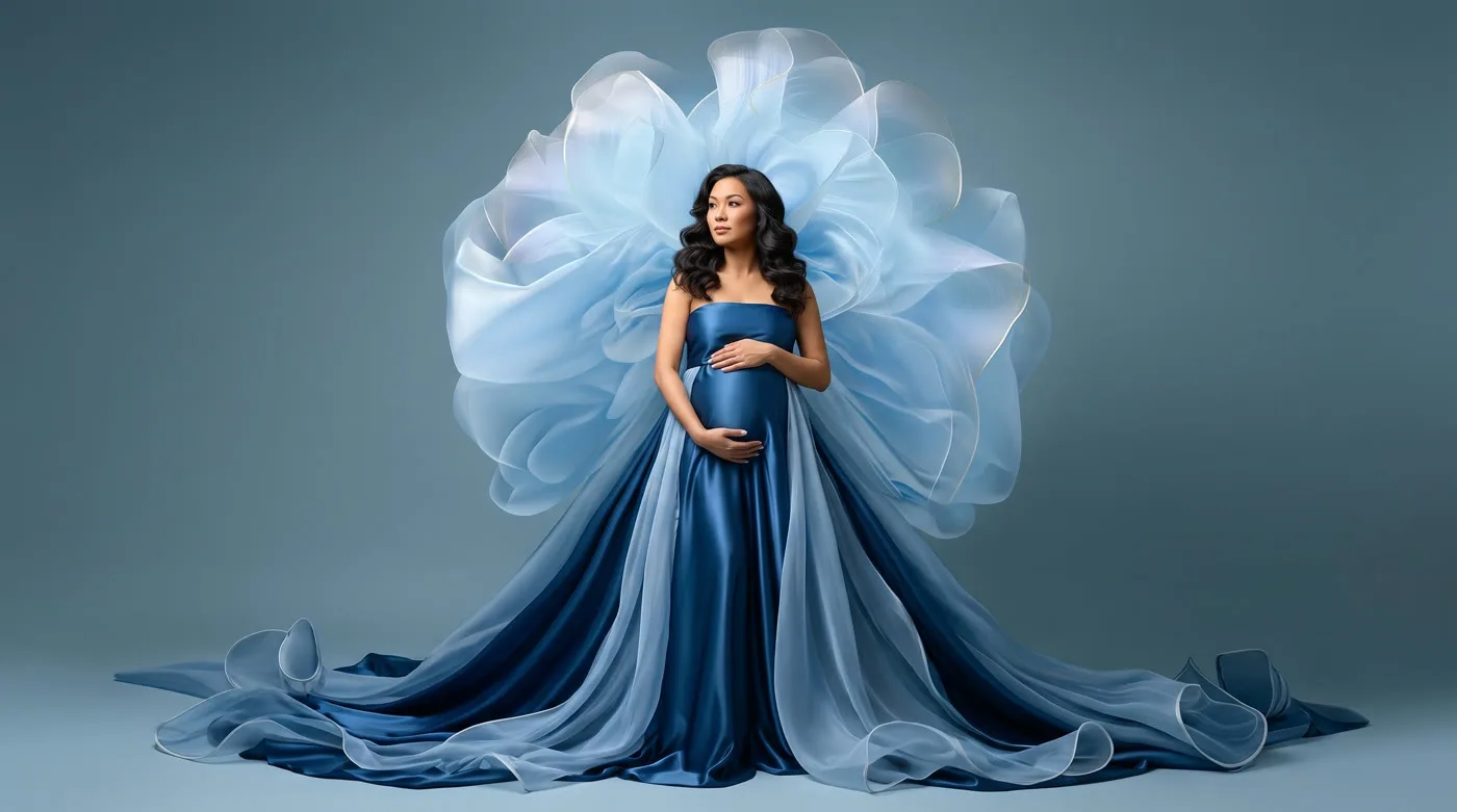 Photo artistique grossesse — rose bleue, Amour et Lumière